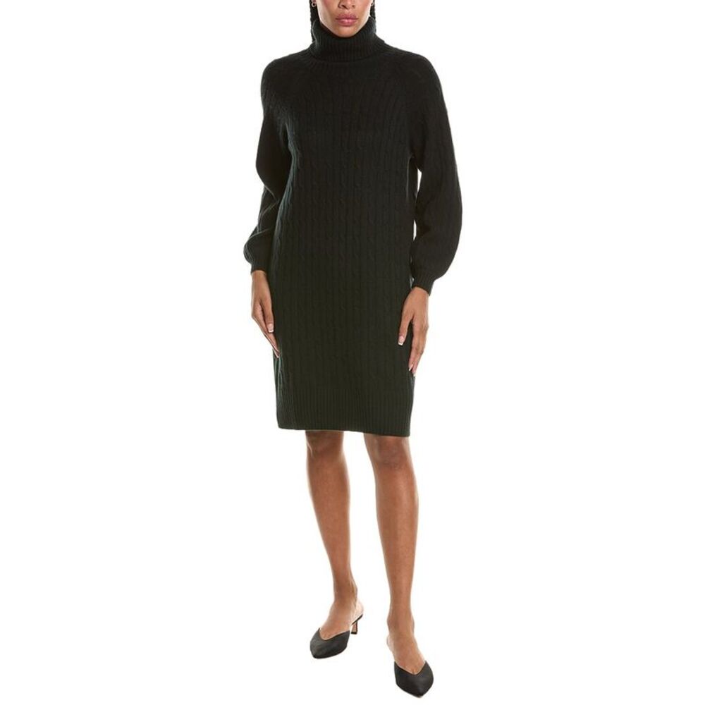 N.Peal Womens  Roll Neck 100% Cashmere Dress, Black